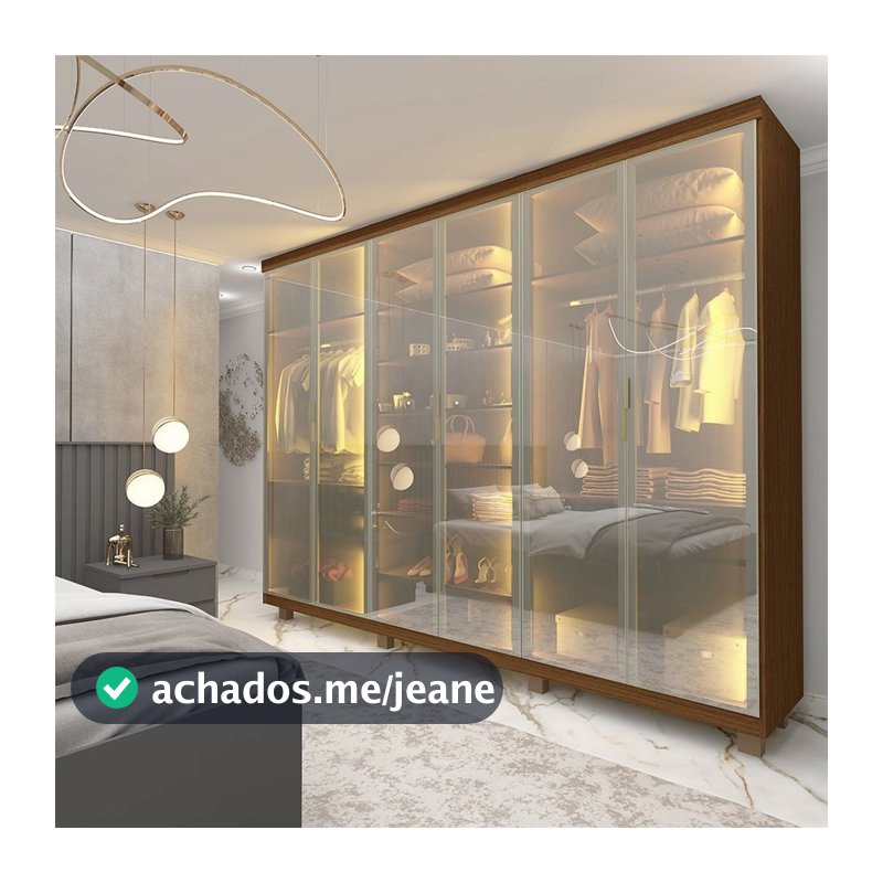 Guarda-roupa Casal 6 Portas com 6 Portas Reflecta com Pés com Led Imperatriz
