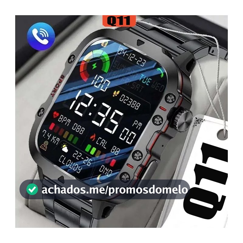 Smart Watch Q11 Três em Um Original Masculino Feminino Esportivo Tela de Toque HD de 1,83 inches
