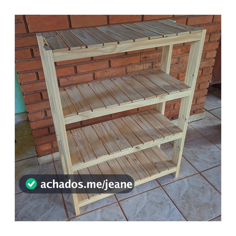 Estante com 4 Prateleiras de Madeira Maciça Pinus 100x70