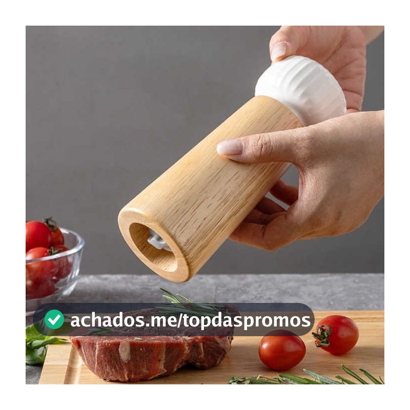 Moedor De Sal Pimenta Temperos Especiarias Em Madeira Premium 15cm