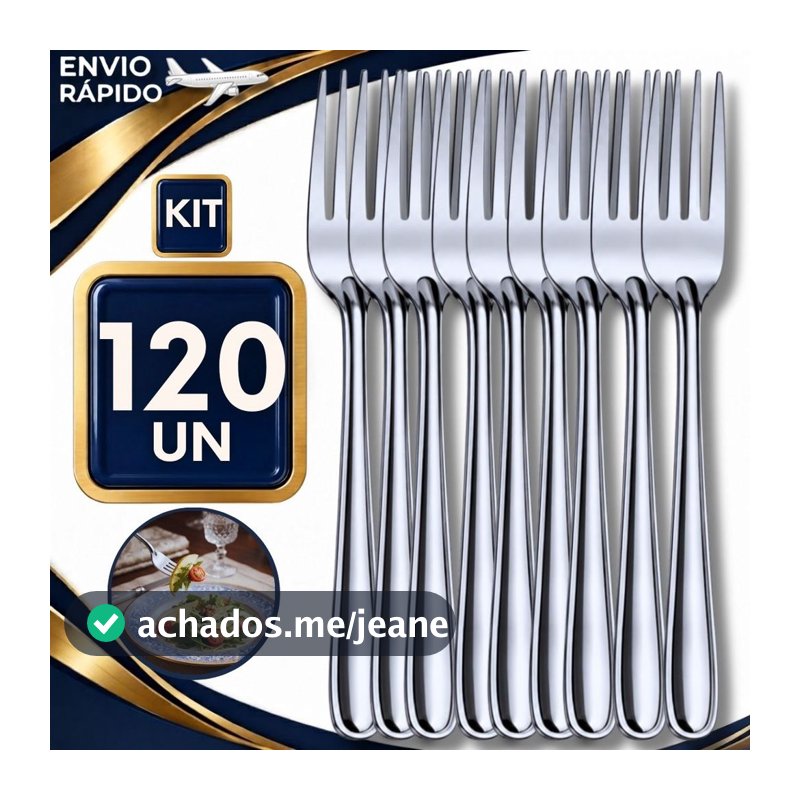 Combo 120 Garfos Garfo Inox de Mesa Talher para Almoço Jantar Refeições do Dia a Dia Cozinha Talher Talheres