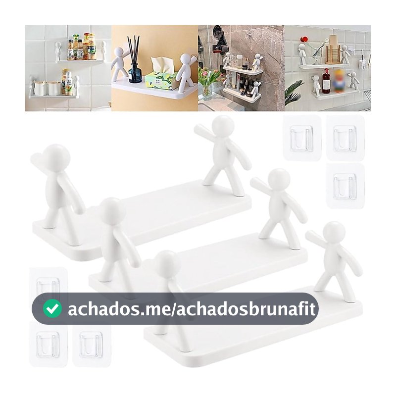 Prateleira Adesiva Sem Furar Organizador de Parede Multiuso Modelo Boneco para Banheiro e Cozinha