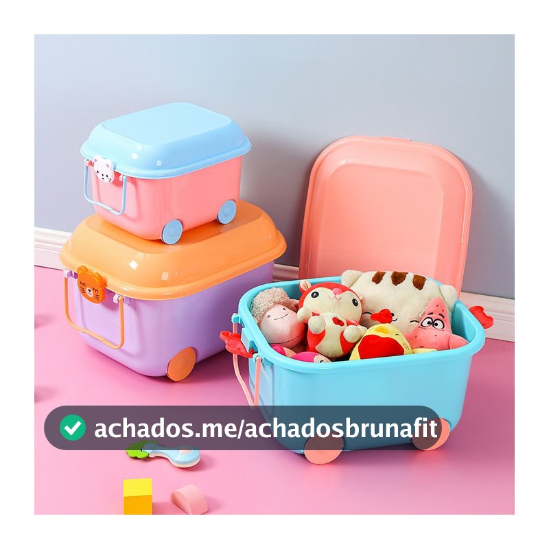 Carrinho Organizador Multifuncional Grande para Brinquedos com Alça e Rodinhas