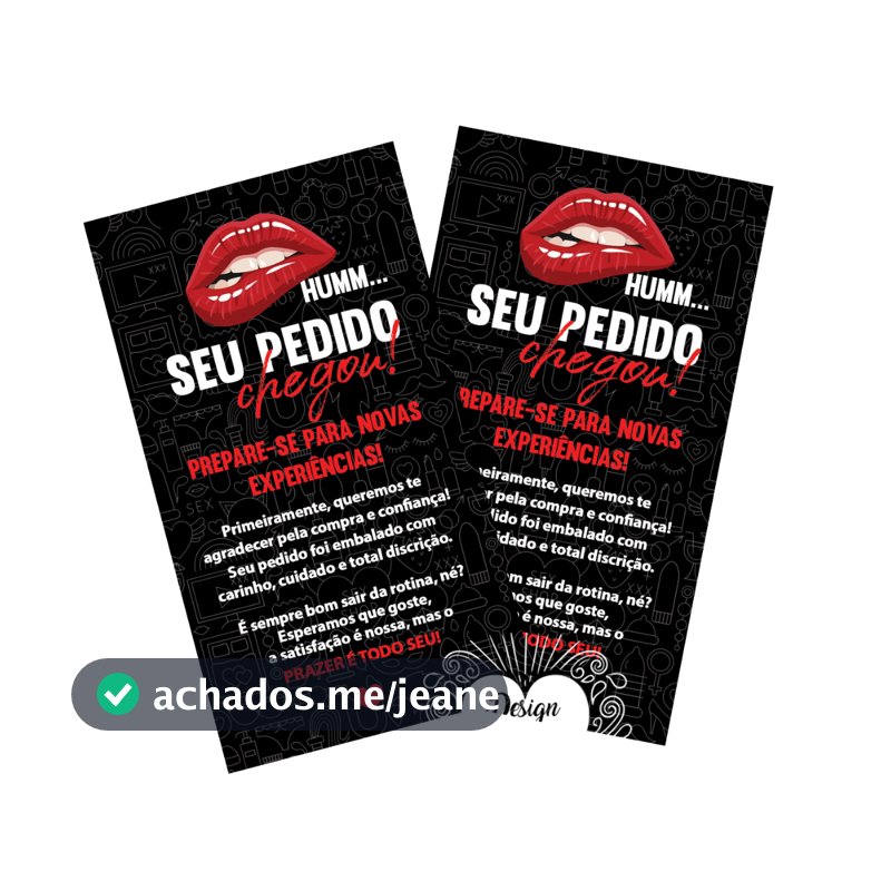 50 unids Cartão Sexshop - Agradecimento ao Cliente