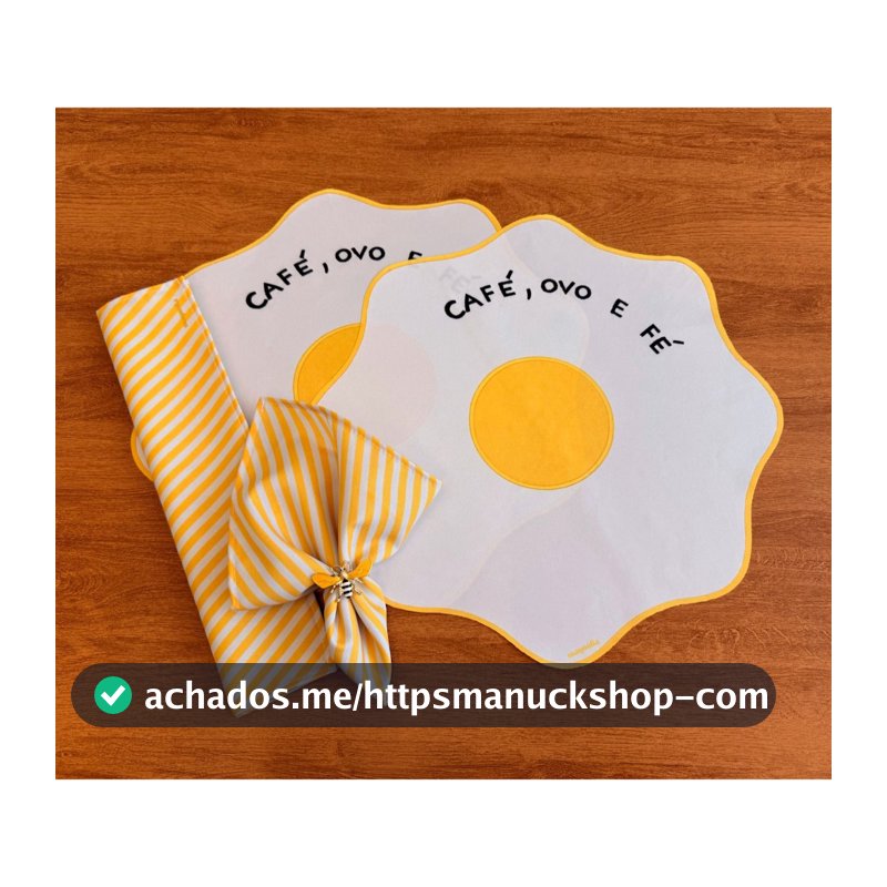 Kit Café Da Manhã 2 Americanos Impermeável + 2 Guardanapos Estampa Exclusiva Café Ovo e Fé Oferta