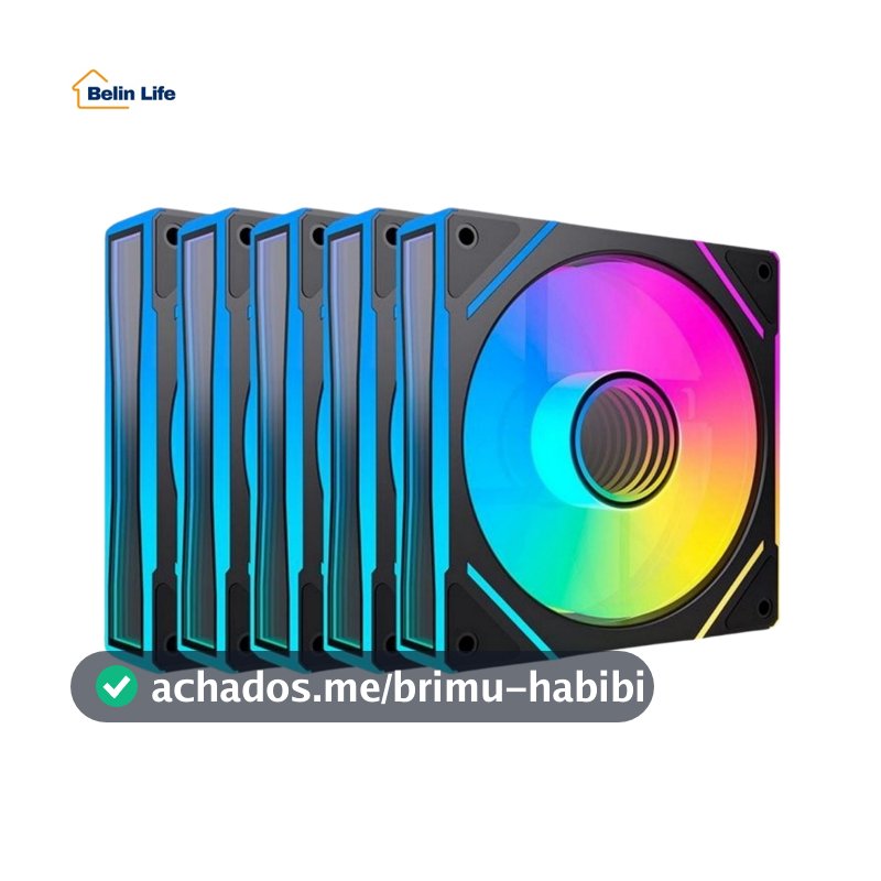 Kit 5 Fans ARGB 120mm Gabinete Gamer 5V 3 Pinos 1300 RPM Silencioso Controle De Luz RGB PC Desktop