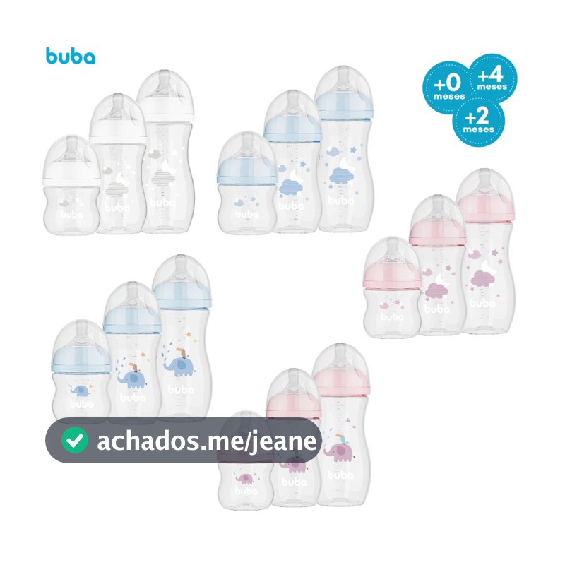 Kit 3 Mamadeiras Buba Bico Pétala Silicone Macio Easy Flow Antivazamento 120/270/330 mL