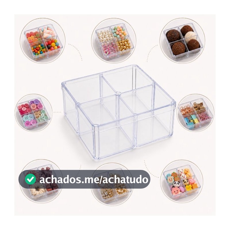 15 unidades Caixa caixinha em acrílico com divisórias organizadoras 7x7cm