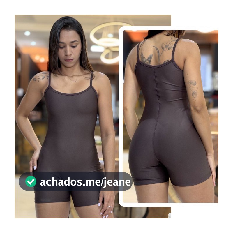 Macaquinho Feminino Academia Macacão com Zero Transparência e Alta Compressão