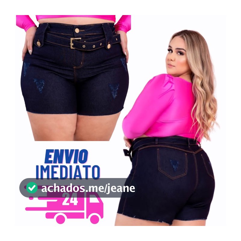 Shorts Jeans Plus Size Cintura Alta Hot Paint - Bermuda Feminina Com Lycra