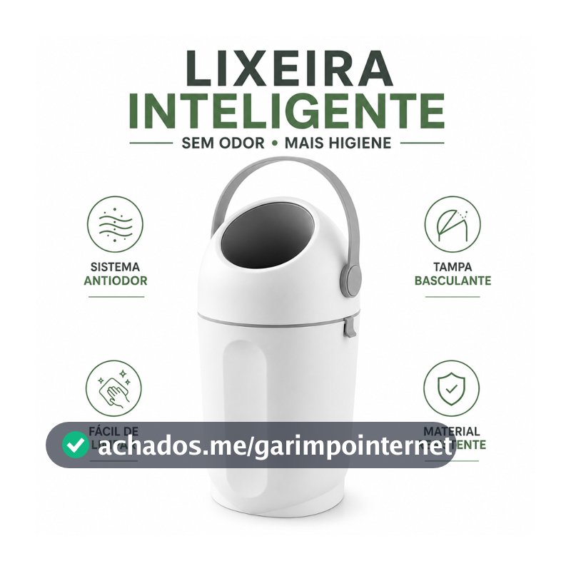 Lixeira Inteligente Antiodor Fralda Lixo Magico Branca Cozinha Banheiro 12L