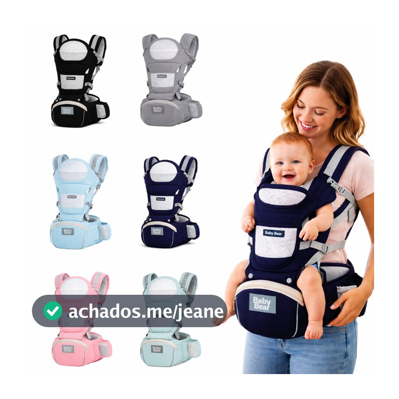 Bolsa Canguru Ergonômico Bebê Mãe Premium | 12 posições | 3 em 1 | Bolsos Frontais e Laterais | Proteção e Segurança