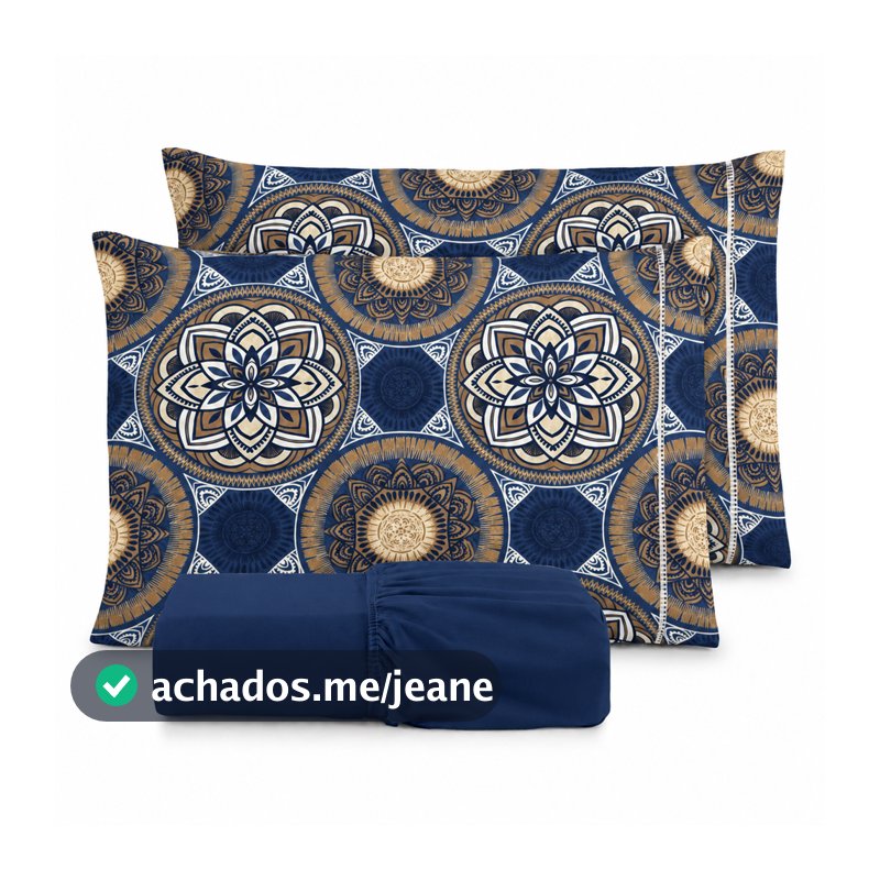 Jogo de Cama Lençol Percal 400 Fios com Elástico Fronhas Estampadas Ponto Palito Solteiro Casal Queen King