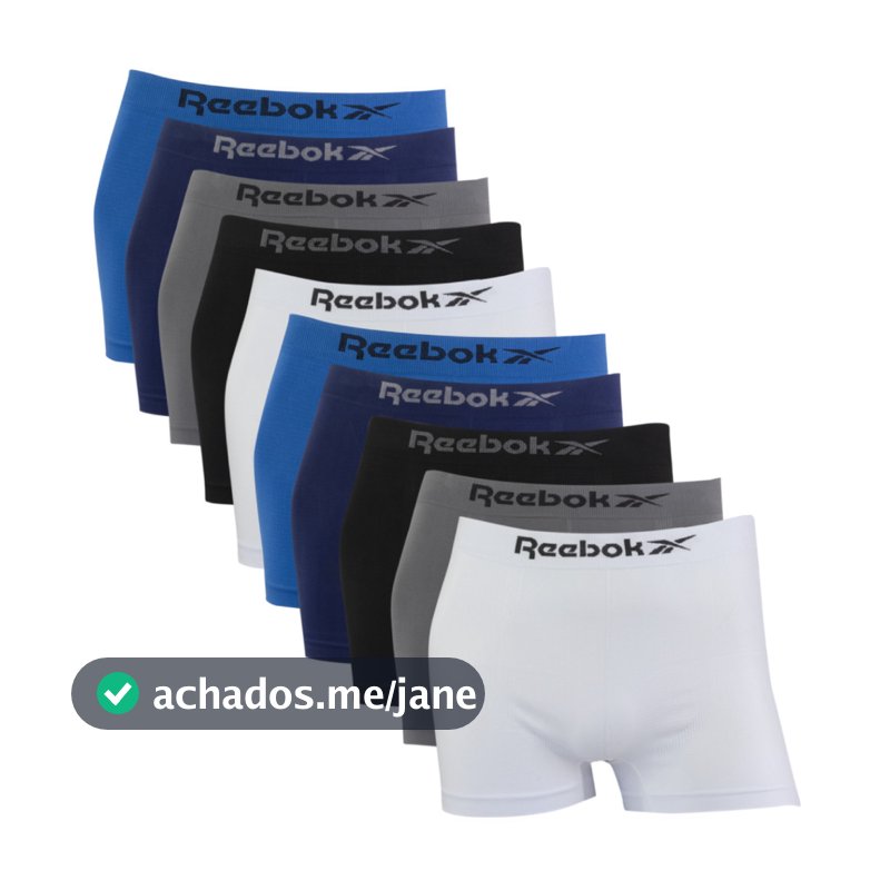 Kit 10 Cuecas Reebok Boxer Classic Microfibra Sortido