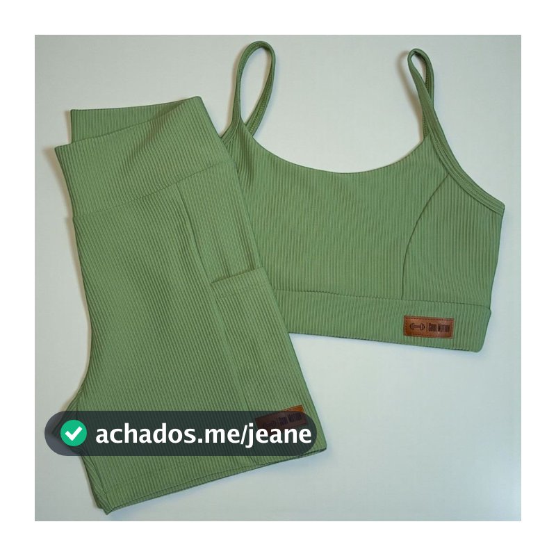Conjunto Fitness Canelado - Shorts com Bolso + Top de Alça