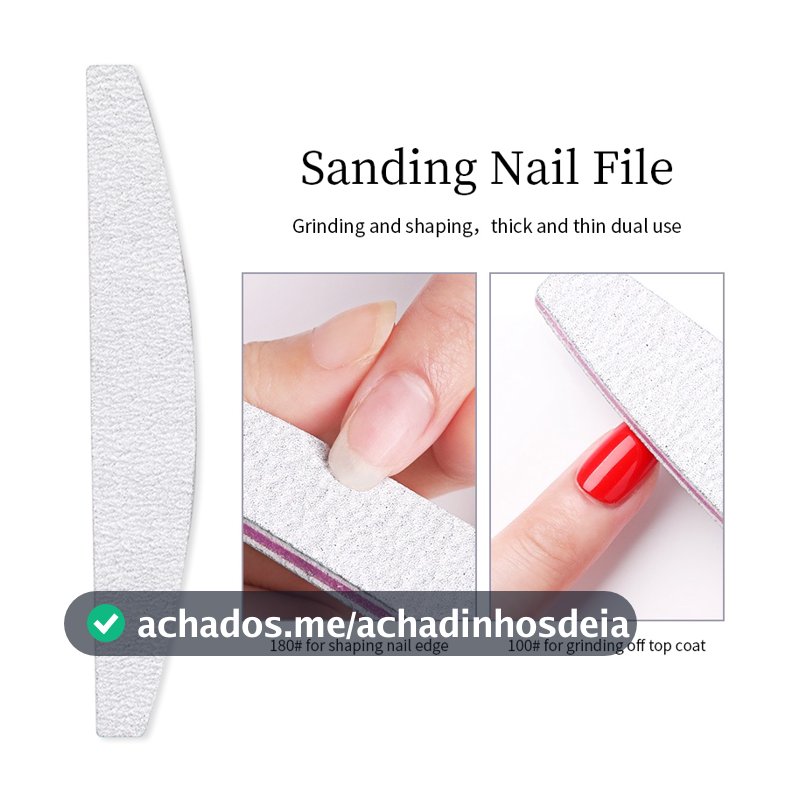 Lixa Para Polimento De Unhas Com Formato De Meia-moon Em Bastão 100/180
