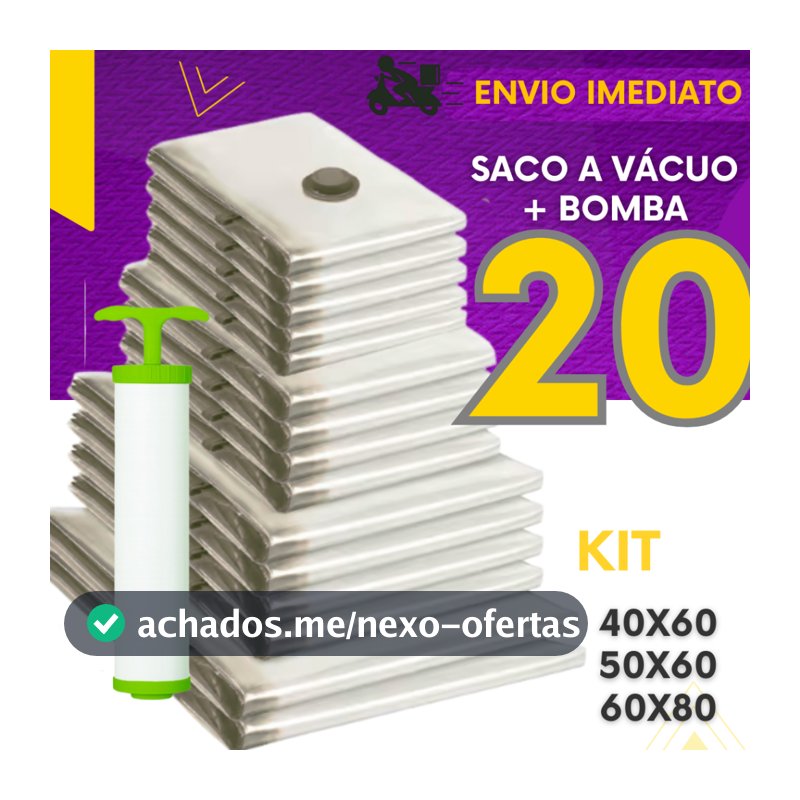 Kit 20 - Saco A Vácuo Bomba Manual Organizador Viagem Casa Roupas Cobertas Resistente Reutilizável