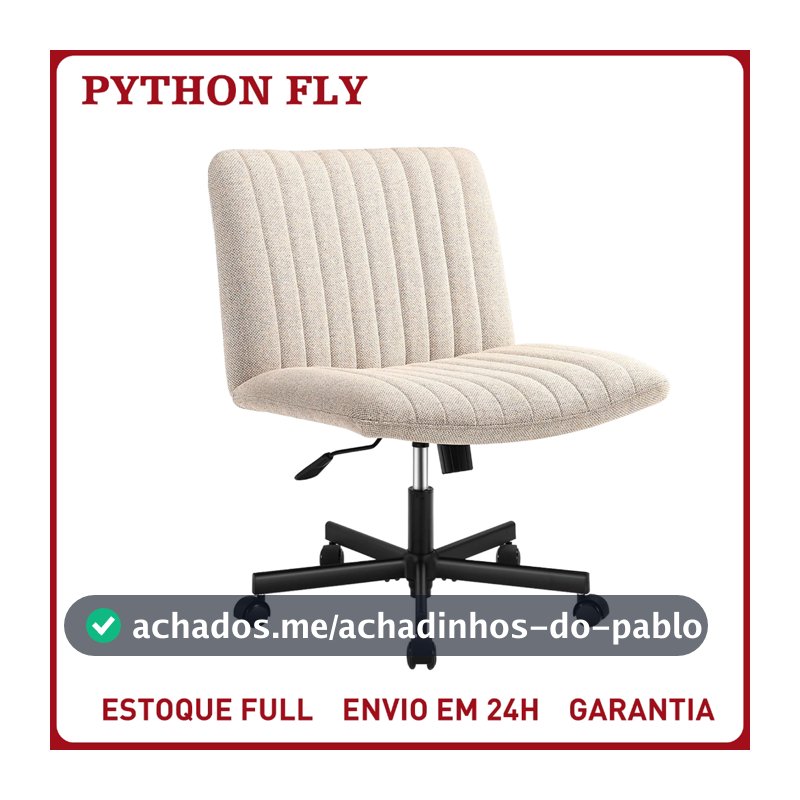 Cadeira de Escritório Ergonômica Confortável com Rodas Giratória - Estofado Acolchoado Grosso, Altura Ajustável