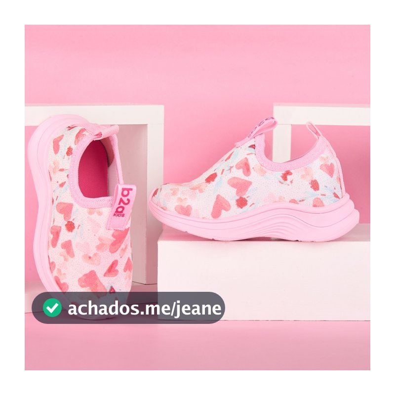 Tênis B2A Kids Infantil Menica Confortavel Calce Facil Coração charme T012/T013