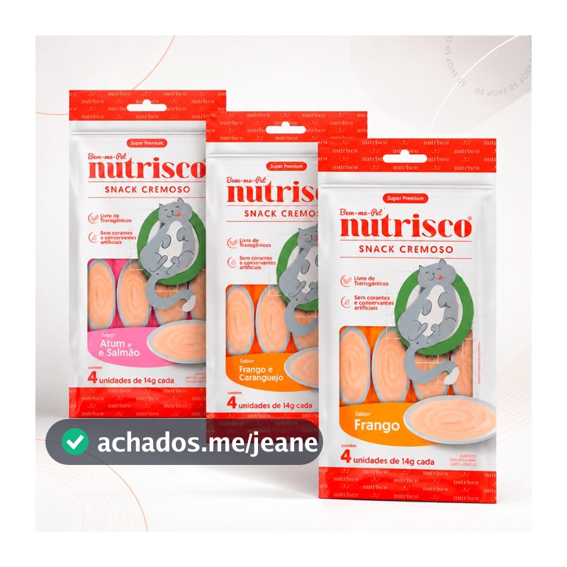 Snack Cremoso Nutrisco Petisco para Gatos 14g Sabores Variados 4 Tubos Pet 56g