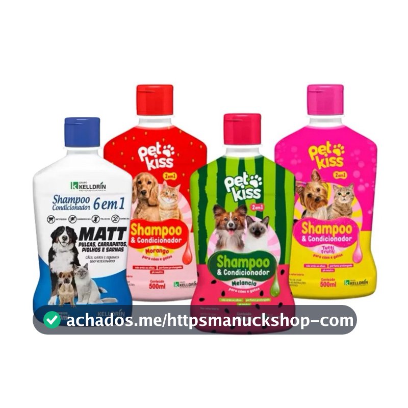 6 EM 1 - Shampoo, Condicionador, Pulguicida, Carrapaticida, sarnicida e pilhocida / 2 em 1 Kelldrin