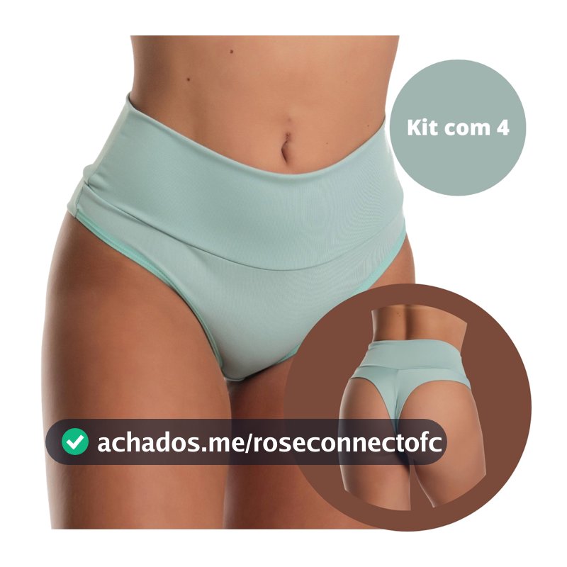 4 Calcinhas Modeladora Cós Alto Fio Duplo Kit Lingerie