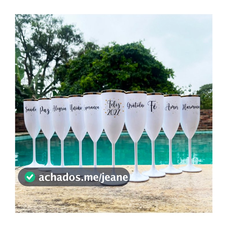 Kit com 12 Taças de Champanhe Branca com Borda Dourada – Sofisticação em Cada Brinde! Feliz Ano Novo, Feliz 2026.