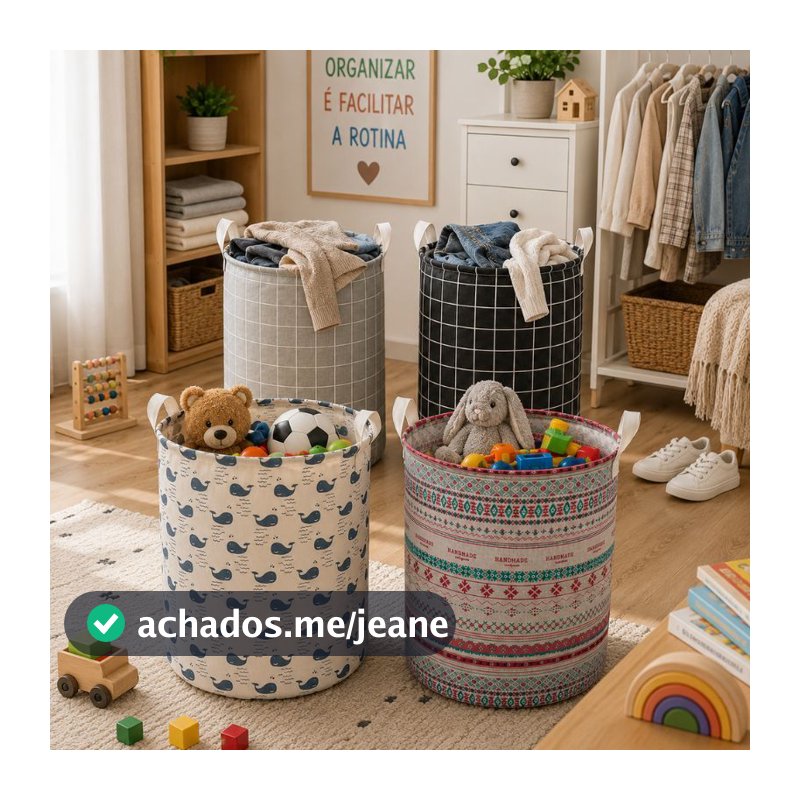 Cesto Organizador de Roupas Brinquedos Casa Organização Cesto de Tecido com Alças Boho Banheiro