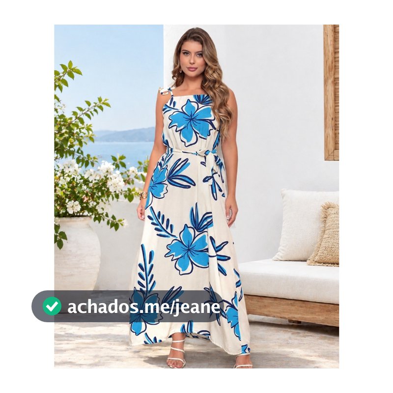 Vestido longo Viscolinho floral, praia, tamanho único, alça ajustável, confortável, estampa tropical, tendência 2026
