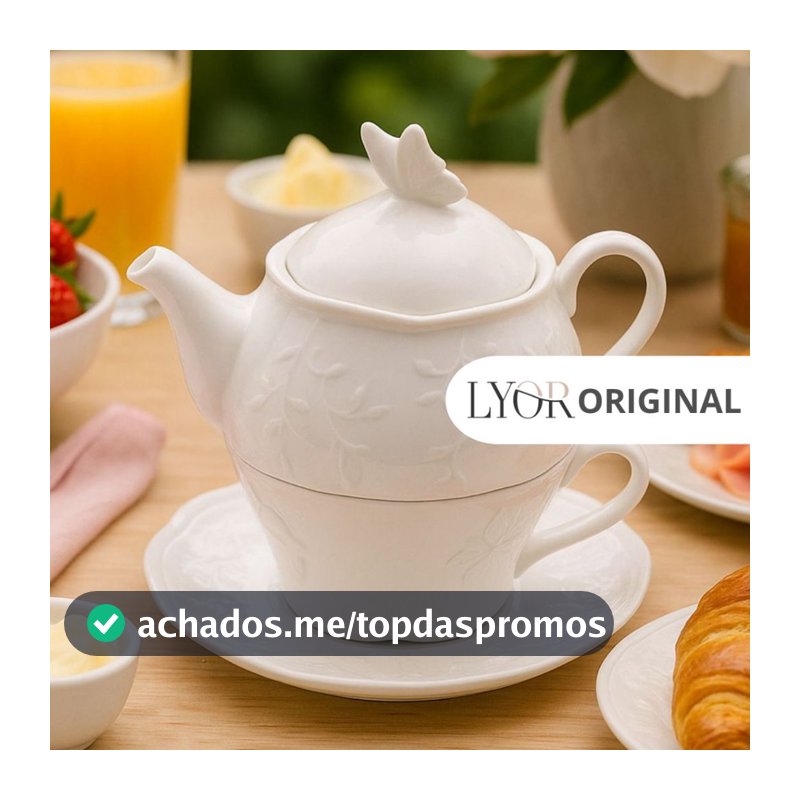 Cj 03 Peças P/ Chá em Porcelana Butterfly Flower - Lyor
