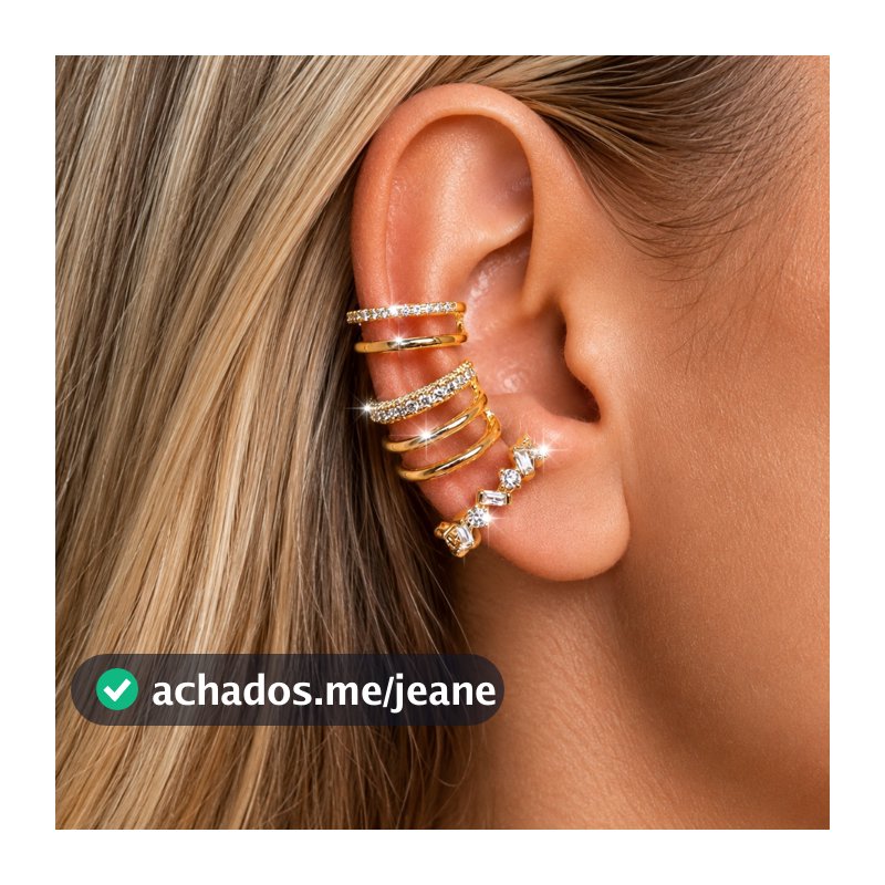 3 Piercing Joia Fake de Orelha Delicado Brinco de Pressão Conjunto da Moda Falso Cravejado Banhada Ouro 18k Prata 925