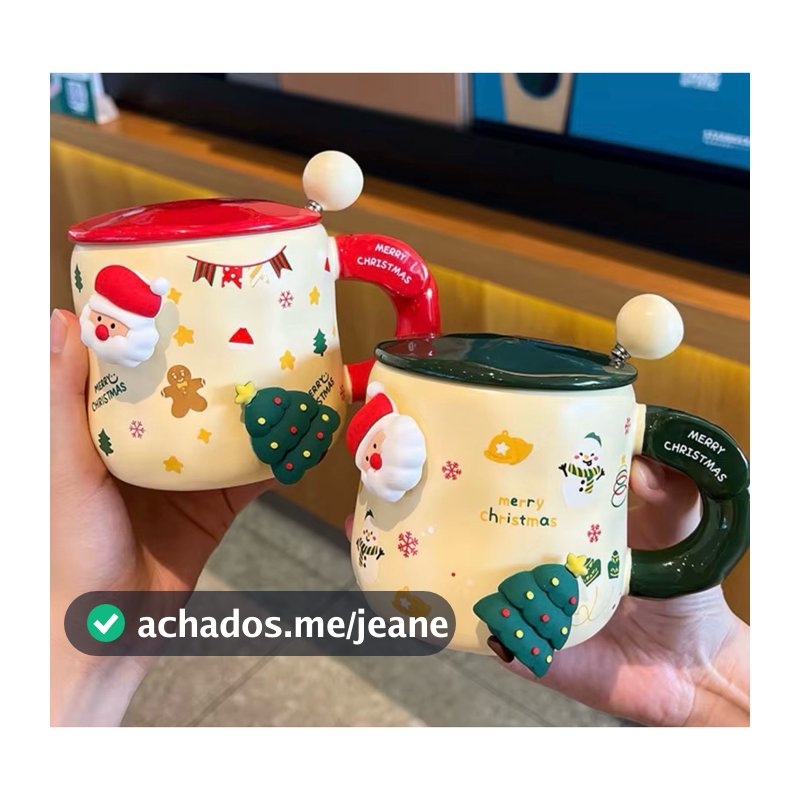 caneca natalina  com colher com imã decorativo