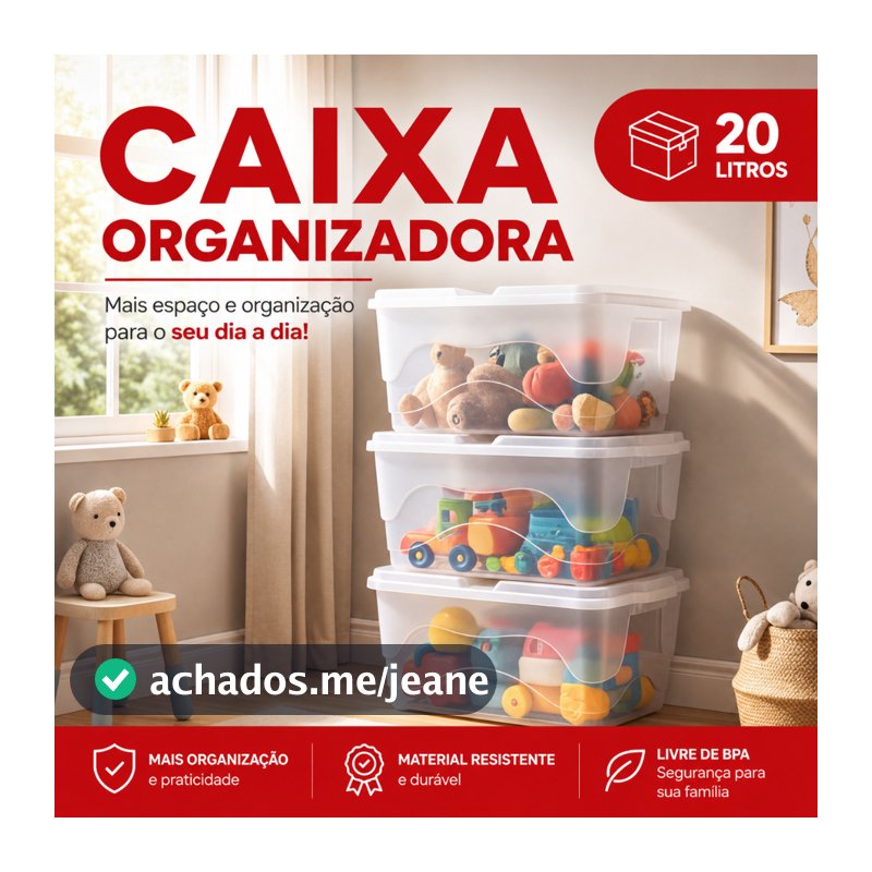 1, 4 e 6 Caixas Organizadora 20L Transparente Com Travas Container Guardar Brinquedos Livros Multiuso