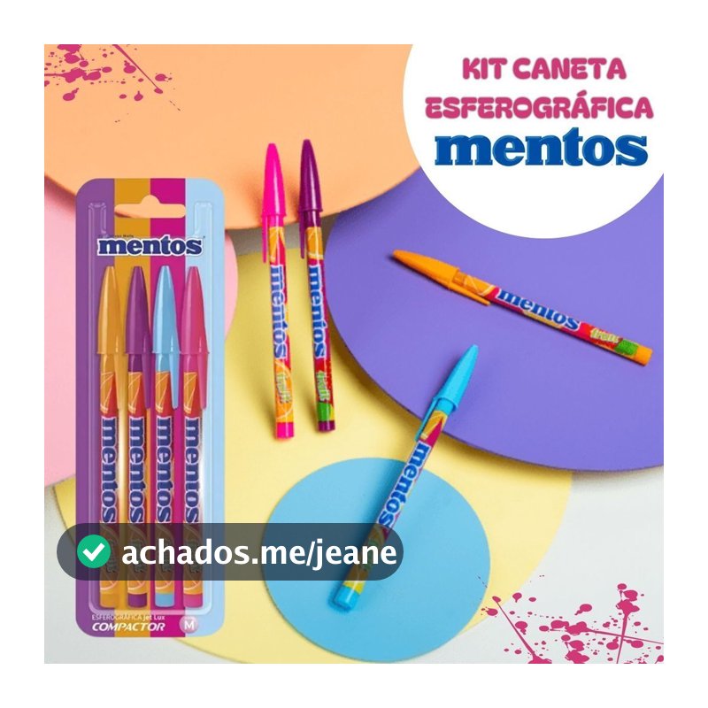 CANETA ESFEROGRÁFICA JETLUX MENTOS 1.0MM KIT C/4CORES.
