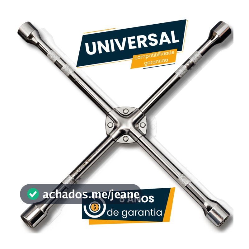 Chave De Roda Cruz Aço Profissional 50cm Reforçada 17x19x21x23 Universal Compatível Todos Veículos