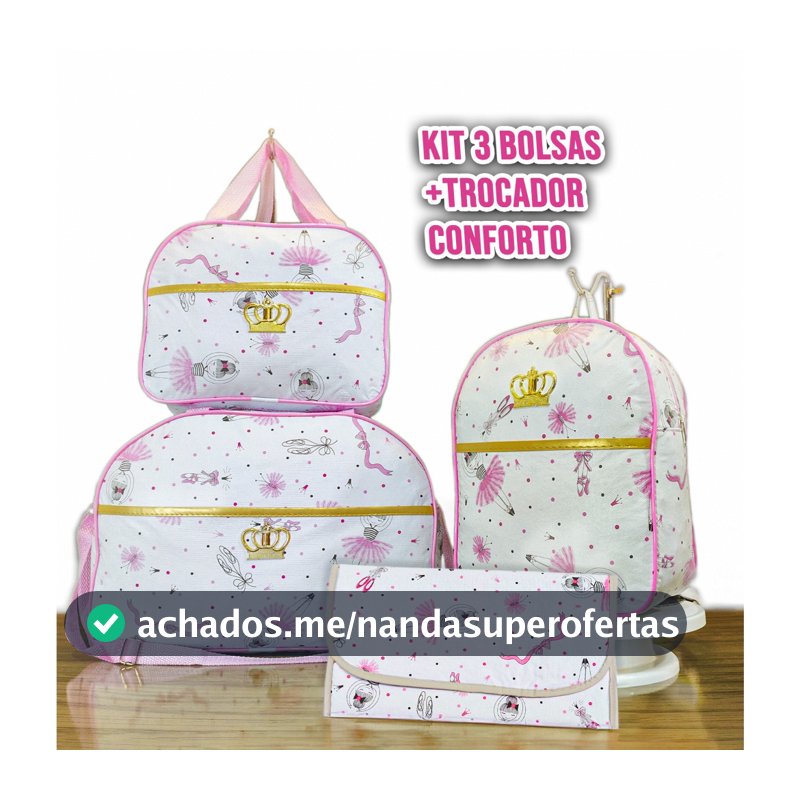 Kit Mala Bolsa Maternidade Impermeável Menina Menino - Mala Grande, Mala Média e Mochila e Trocador