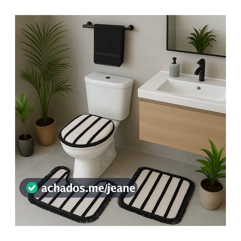 Jogo Banheiro Com 3 Peças Algodão Jogo de Banheiro Decoração Listras Boho Com Franjas Top