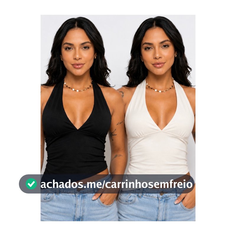 Kit 2 Blusa top Cropped Multiformas Frente Única assimétrico amarração ajustável Suplex decote profundo Tendência