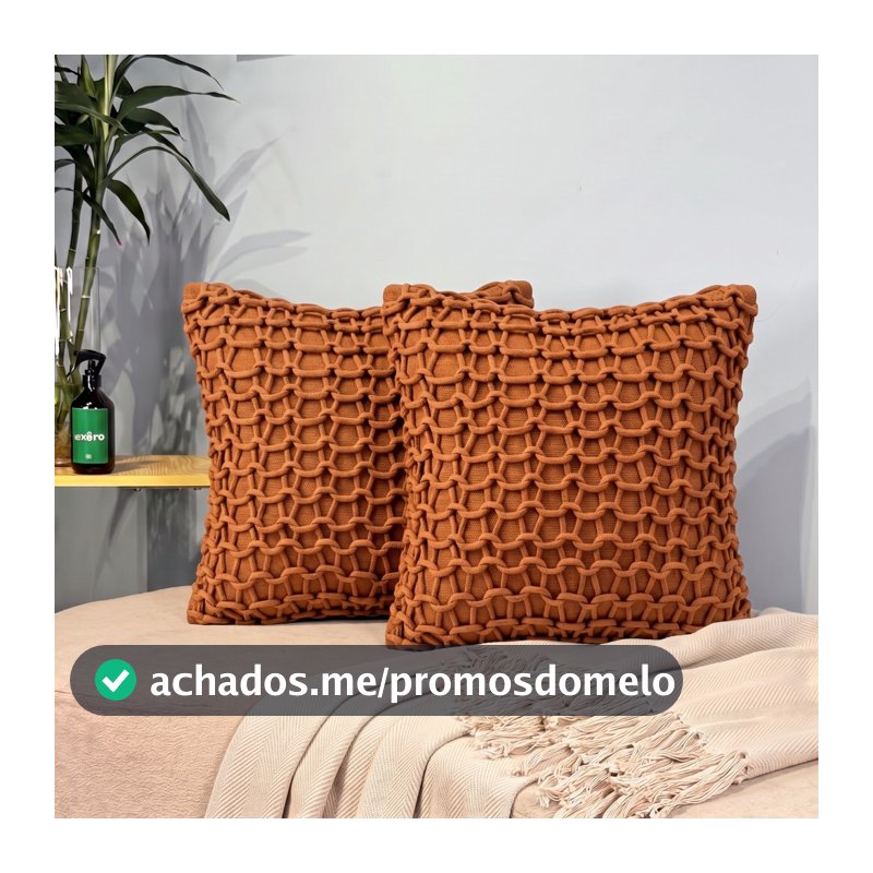 Capa de Almofada Cordel 100% Algodão Kit 2 Peças 45x45 cm Decorativa Sofá Cama Trama Artesanal Tear Enxoval Casa