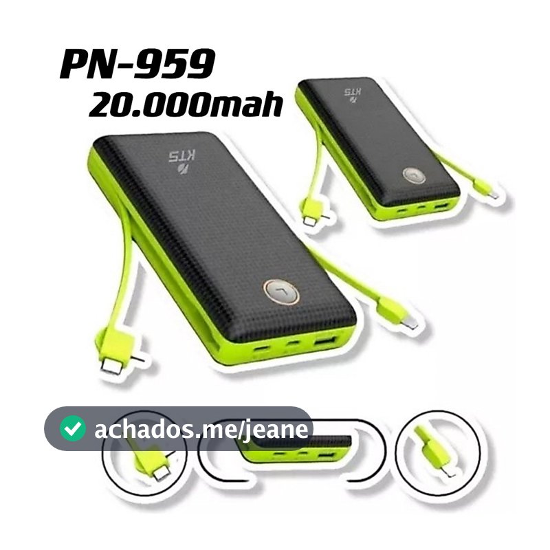 Carregador Portátil 5000/10000/20000mah PN-959/956/952/951 Bateria Power Bank 20000mah