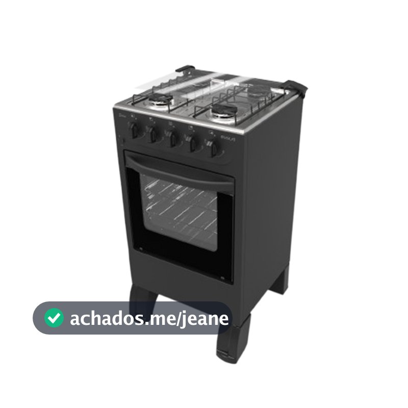 Fogão de Piso Braslar New Sirius 4 Bocas Preto Mesa Inox – Acendimento Manual