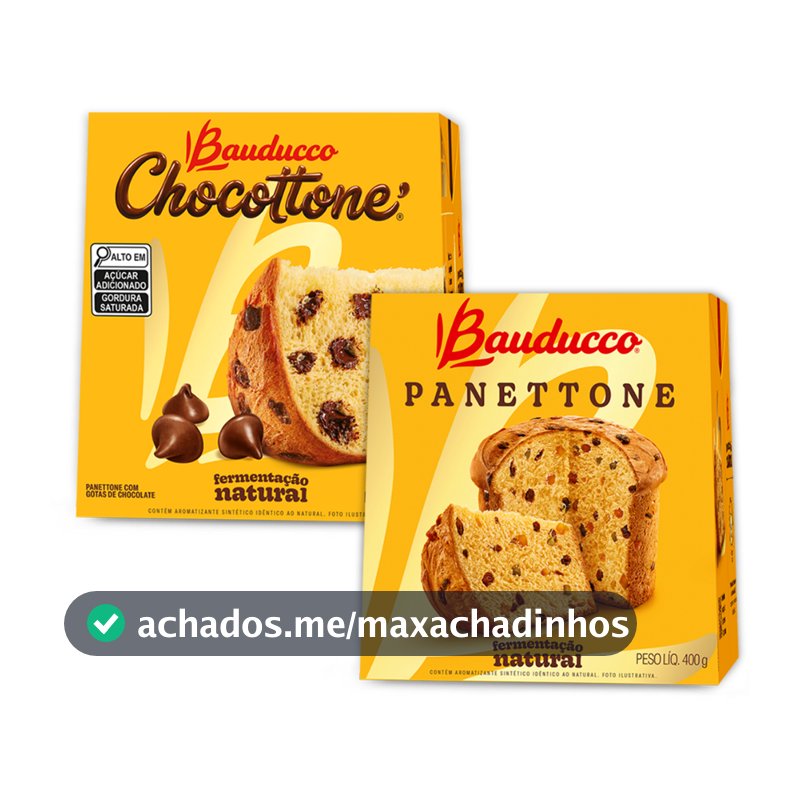 KIT 01 und Panettone Frutas Cristalizadas 400g + 01 und Chocottone 400g Bauducco