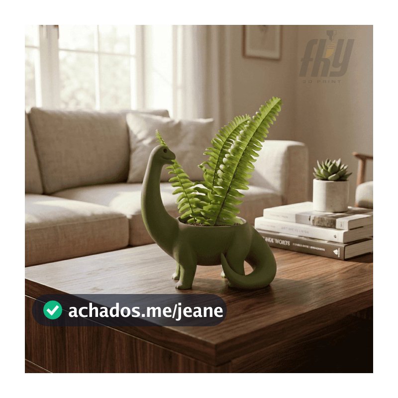 Vaso Dinossauro Decorativo para Flores ou Suculentas Cachepô Criativo Infantil Moderno em Impressão 3D para Decoração