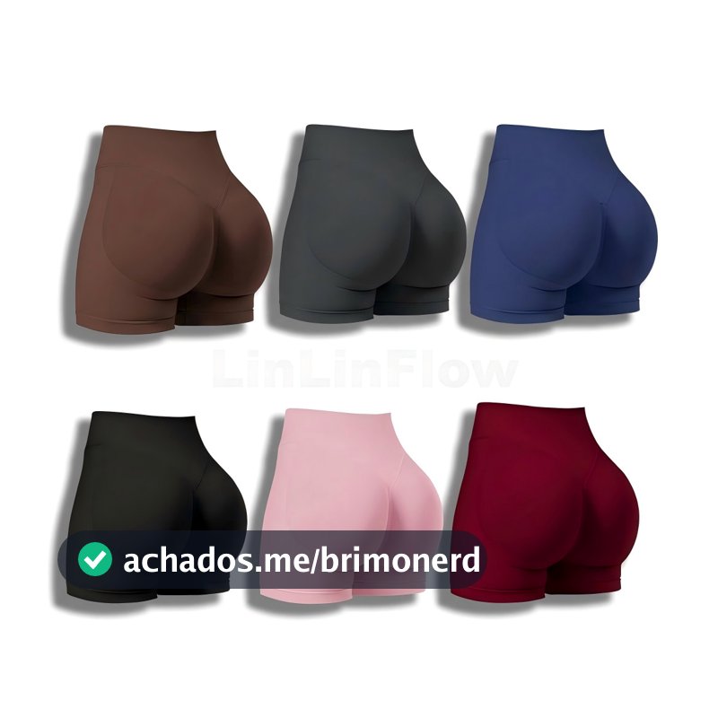 LinLinFlow Shorts Fitness Feminino Realçar Glúteos Tecido Elástico Sem Costura Para Academia E Treino
