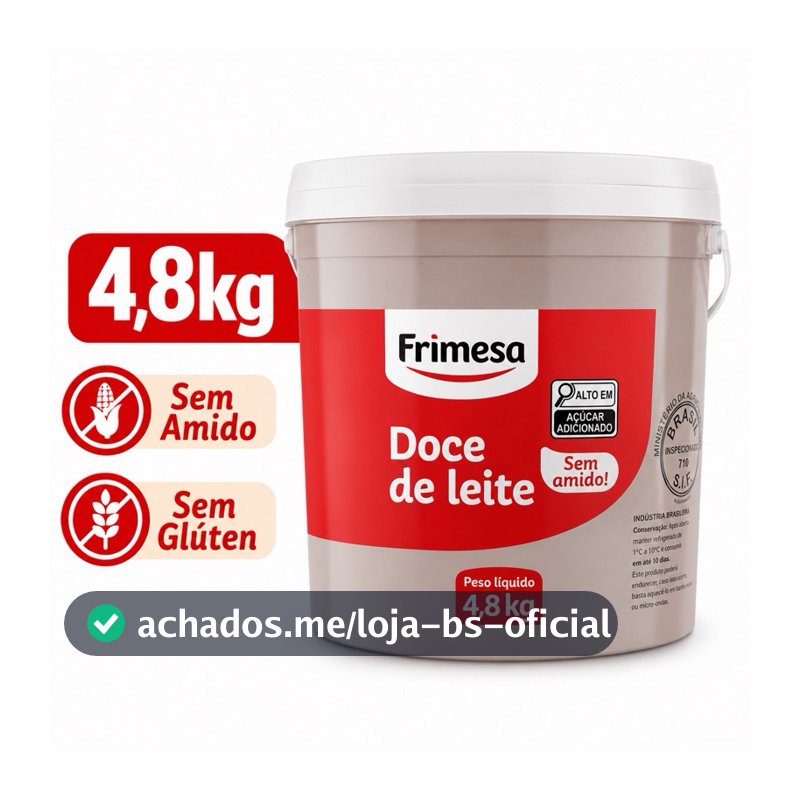 Doce de Leite Frimesa 4,8kg Sem Amido Cremoso Para Bolos Churros Recheios Coberturas Confeitaria Premium