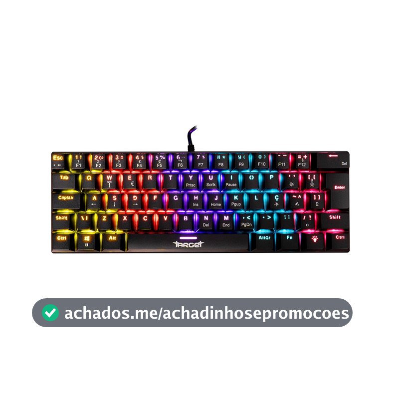 Teclado Mecanico TGT Sherman V3 C1, Rainbow, ABNT2, Switch Marrom, Preto, TGT-SHRC-BR01