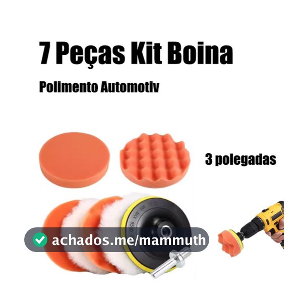 7 Peças Kit Boina Polimento Automotivo Espuma e Lã 3 Polegadas para Furadeira e Parafusadeira