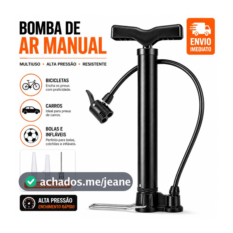 Bomba de Ar  Manual Portátil Pneus Bike Moto Bola Inflável Compacta Resistente
