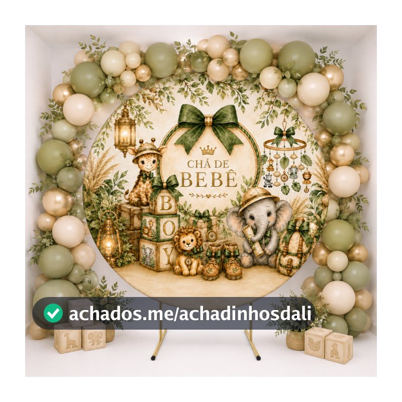 Capa Painel Redondo Oh Baby Chá de bebê tecido sublimado 50cm 1,50m