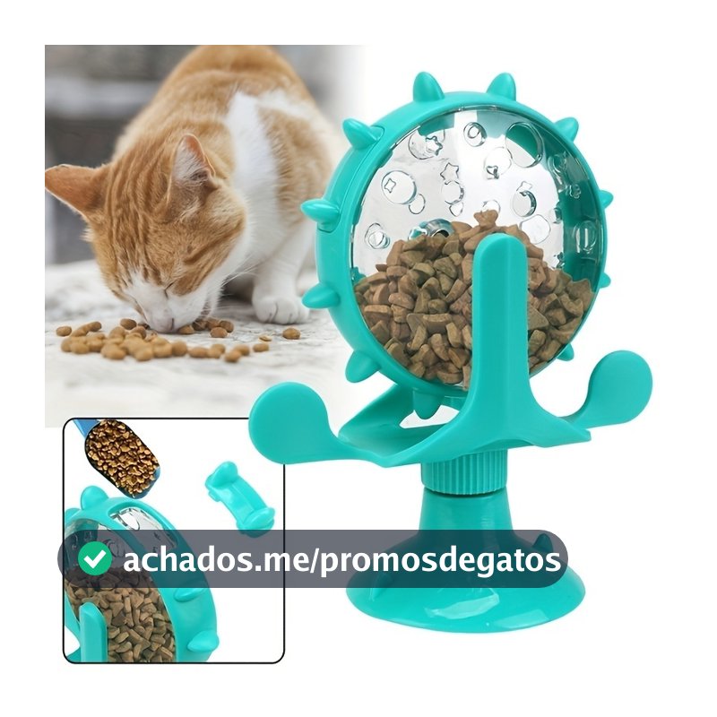 Brinquedo Para Gatos Divertido Moinho De Vento Mesa Giratória Com Ventosa Roda Gigante Porta Petisco